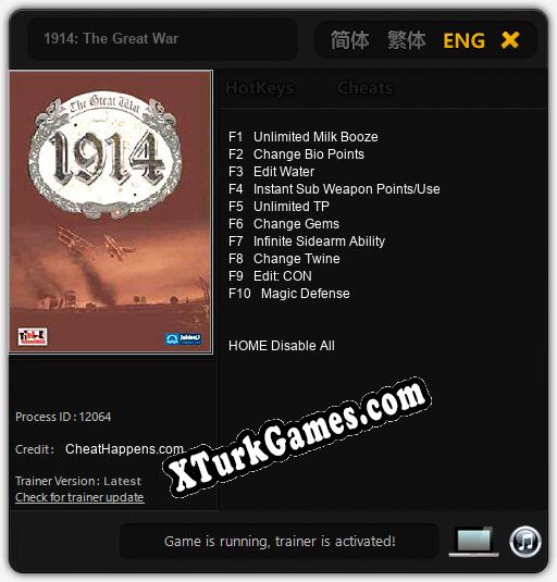 İçin Trainer’ı Çıktı 1914: The Great War [v1.0.5]
