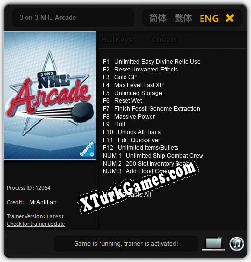 3 on 3 NHL Arcade: Trainer’ı (V1.0.9)