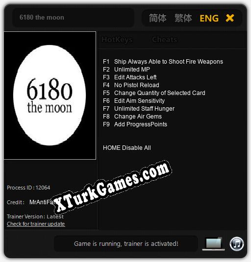 6180 the moon: Trainer’ı (V1.0.90)