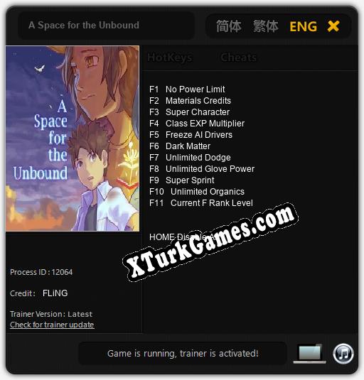 A Space for the Unbound: Cheats, Trainer +11 [FLiNG]