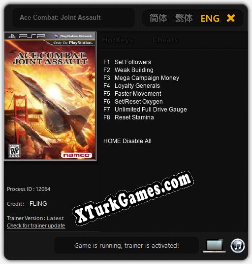 Ace Combat: Joint Assault: Trainer’ı (V1.0.30)