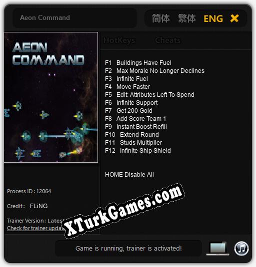 İçin Trainer’ı Çıktı Aeon Command [v1.0.3]