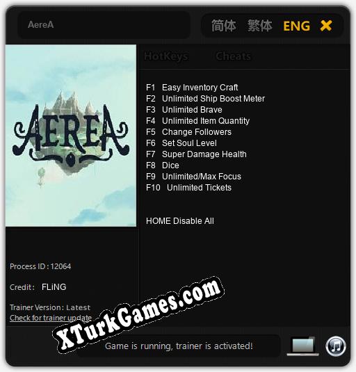 AereA: Cheats, Trainer +10 [FLiNG]