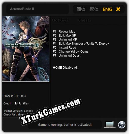 İçin Trainer’ı Çıktı AeternoBlade II [v1.0.1]