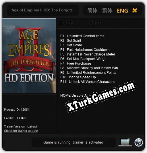 Age of Empires II HD: The Forgotten: Trainer +11 [v1.9]