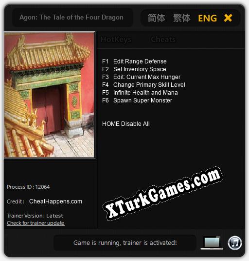 İçin Trainer’ı Çıktı Agon: The Tale of the Four Dragons [v1.0.6]