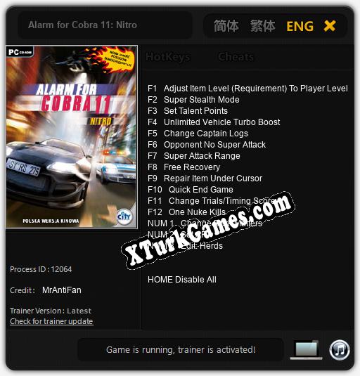 Alarm for Cobra 11: Nitro: Cheats, Trainer +15 [MrAntiFan]