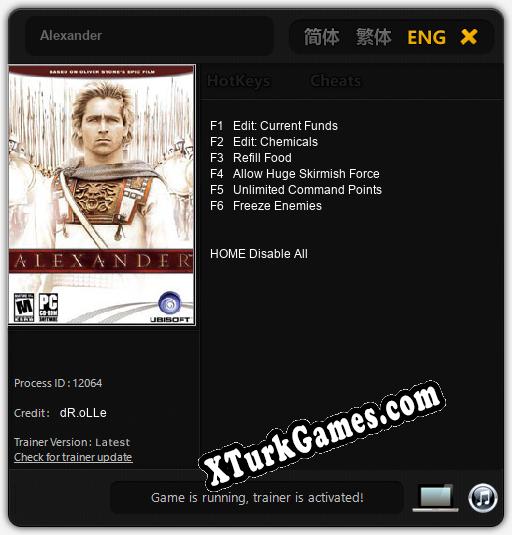 İçin Trainer’ı Çıktı Alexander [v1.0.6]