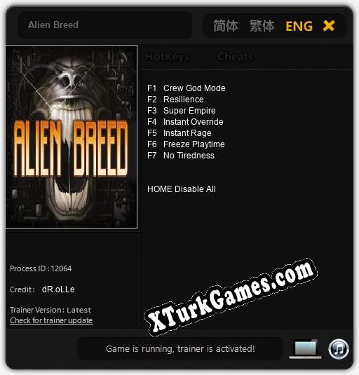 İçin Trainer’ı Çıktı Alien Breed [v1.0.6]