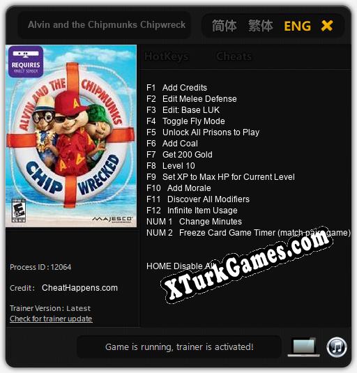Alvin and the Chipmunks Chipwrecked: Cheats, Trainer +14 [CheatHappens.com]