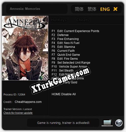 Amnesia: Memories: Trainer +14 [v1.4]