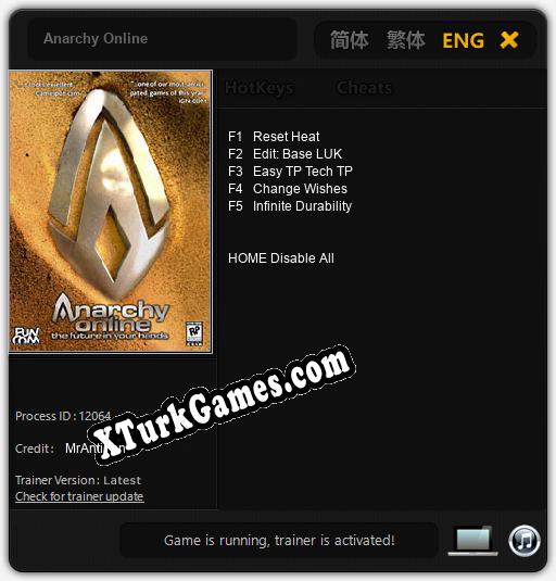 Anarchy Online: Trainer +5 [v1.2]