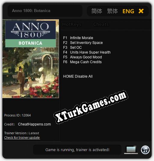 İçin Trainer’ı Çıktı Anno 1800: Botanica [v1.0.6]