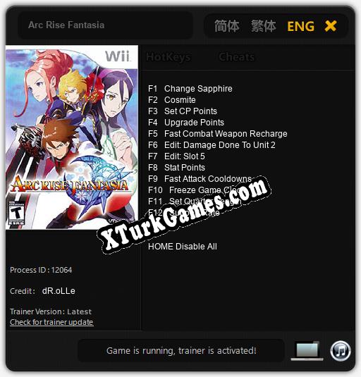 Arc Rise Fantasia: Trainer’ı (V1.0.82)