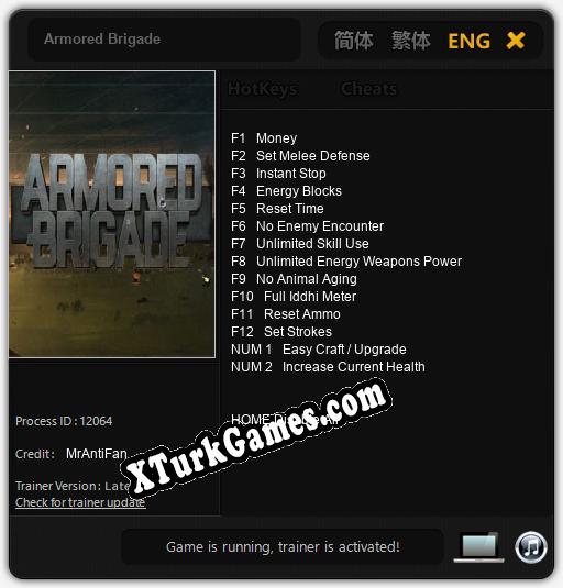 Armored Brigade: Trainer’ı (V1.0.31)