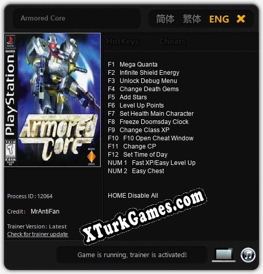 Armored Core: Cheats, Trainer +14 [MrAntiFan]