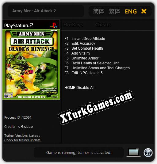 İçin Trainer’ı Çıktı Army Men: Air Attack 2 [v1.0.7]