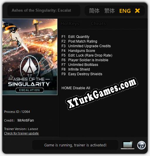 Ashes of the Singularity: Escalation: Trainer’ı (V1.0.8)