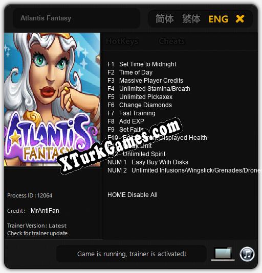 İçin Trainer’ı Çıktı Atlantis Fantasy [v1.0.9]