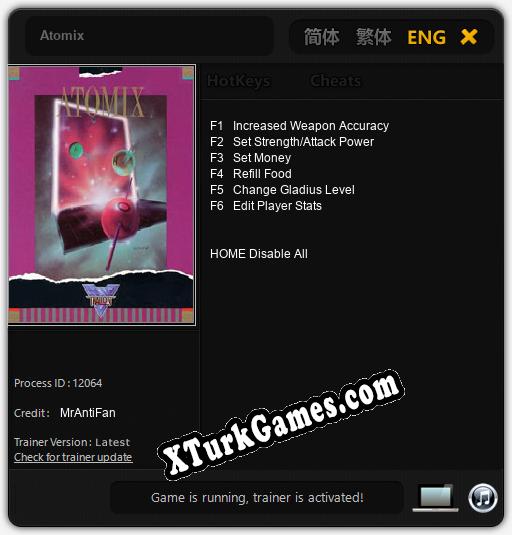 İçin Trainer’ı Çıktı Atomix [v1.0.6]