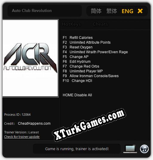 Auto Club Revolution: Trainer’ı (V1.0.80)