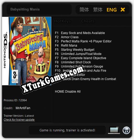 Babysitting Mania: Cheats, Trainer +12 [MrAntiFan]