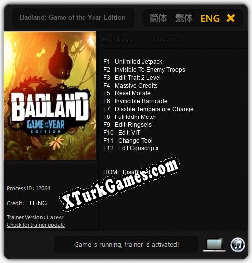 İçin Trainer’ı Çıktı Badland: Game of the Year Edition [v1.0.5]