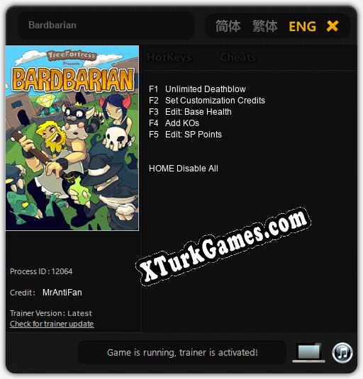 Bardbarian: Trainer’ı (V1.0.98)