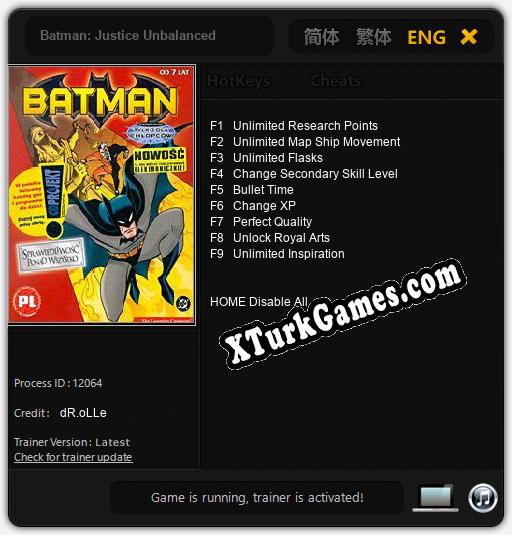 Batman: Justice Unbalanced: Trainer +9 [v1.3]