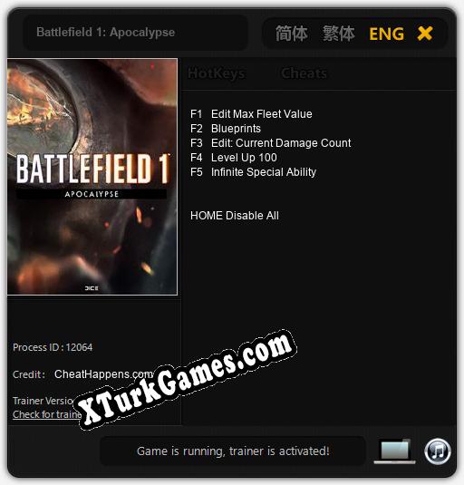 Battlefield 1: Apocalypse: Trainer’ı (V1.0.39)