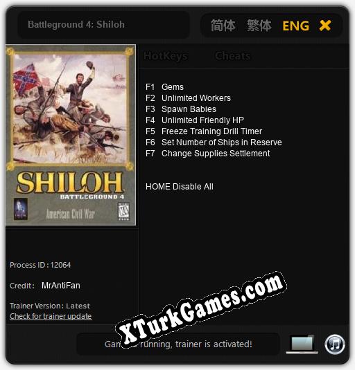 Battleground 4: Shiloh: Trainer’ı (V1.0.4)