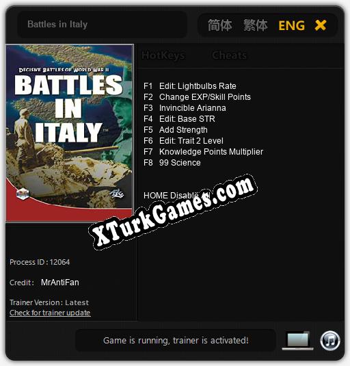 İçin Trainer’ı Çıktı Battles in Italy [v1.0.4]