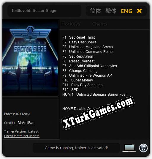 İçin Trainer’ı Çıktı Battlevoid: Sector Siege [v1.0.9]