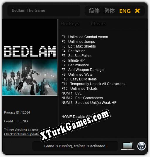 Bedlam The Game: Trainer’ı (V1.0.62)