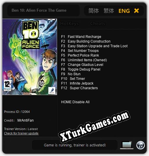 İçin Trainer’ı Çıktı Ben 10: Alien Force The Game [v1.0.3]