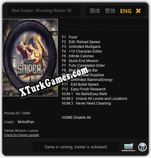Best Sniper: Shooting Hunter 3D: Trainer’ı (V1.0.11)