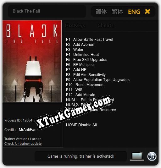 İçin Trainer’ı Çıktı Black The Fall [v1.0.6]