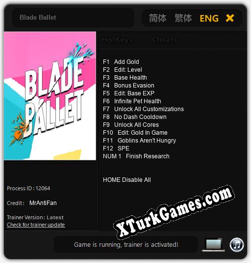İçin Trainer’ı Çıktı Blade Ballet [v1.0.7]