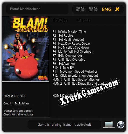 Blam! Machinehead: Trainer +14 [v1.1]