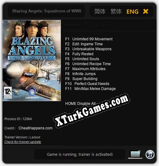 İçin Trainer’ı Çıktı Blazing Angels: Squadrons of WWII [v1.0.2]