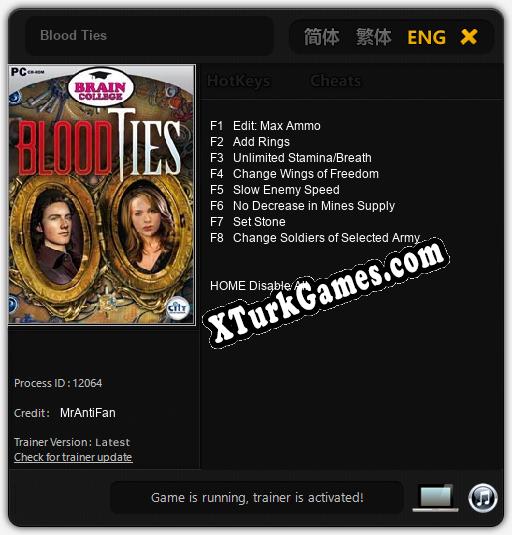 Blood Ties: Cheats, Trainer +8 [MrAntiFan]