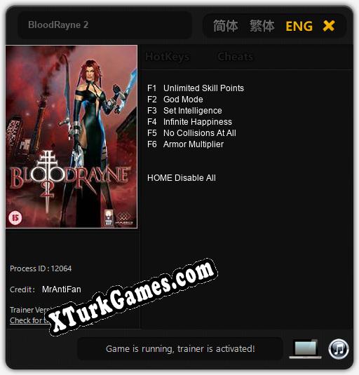İçin Trainer’ı Çıktı BloodRayne 2 [v1.0.5]