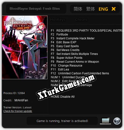 BloodRayne Betrayal: Fresh Bites: Cheats, Trainer +15 [MrAntiFan]