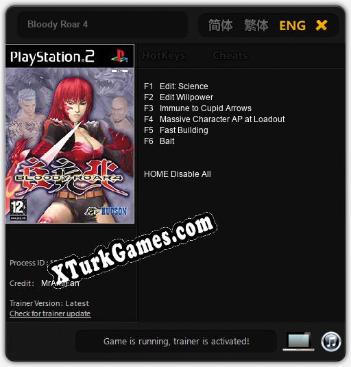 İçin Trainer’ı Çıktı Bloody Roar 4 [v1.0.5]