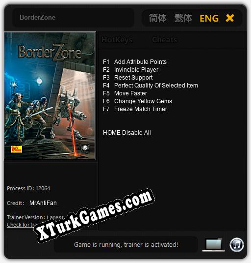 İçin Trainer’ı Çıktı BorderZone [v1.0.3]