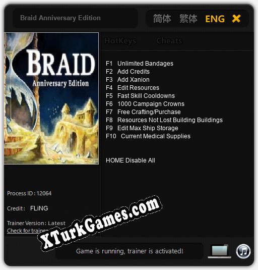Braid Anniversary Edition: Trainer’ı (V1.0.12)