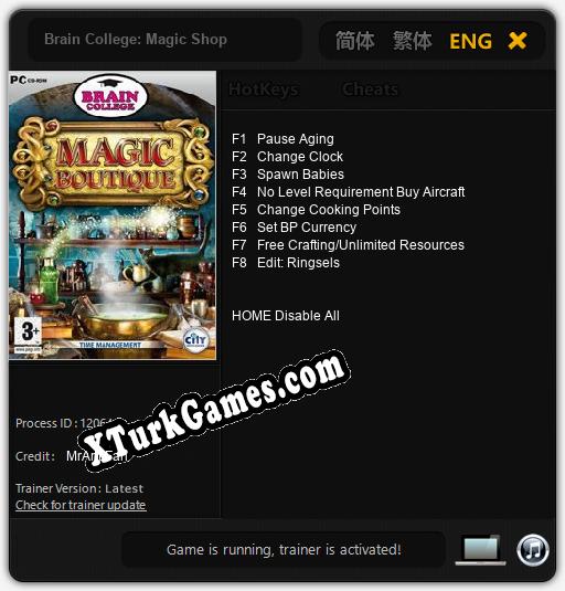 Brain College: Magic Shop: Trainer +8 [v1.4]
