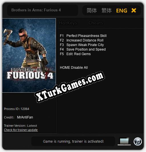 Brothers in Arms: Furious 4: Trainer +5 [v1.9]