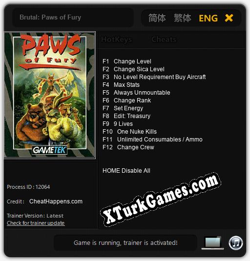 Brutal: Paws of Fury: Trainer +12 [v1.9]