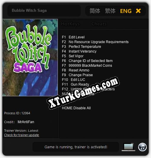 Bubble Witch Saga: Trainer +13 [v1.1]